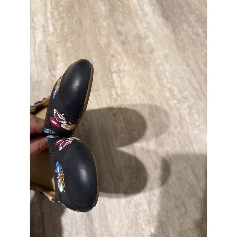 Women's COACH Navy Blue Floral Flower Flats Shoes Size‎ Sz 9.5 - Preppy - Picture 3 of 7